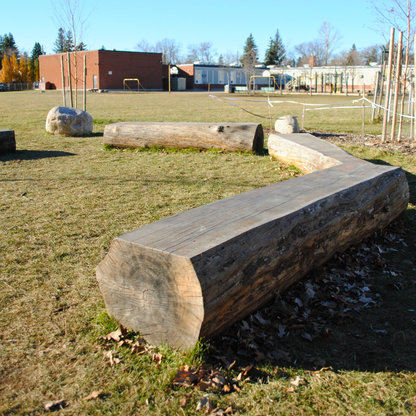 a bench bench sitting in a school yard